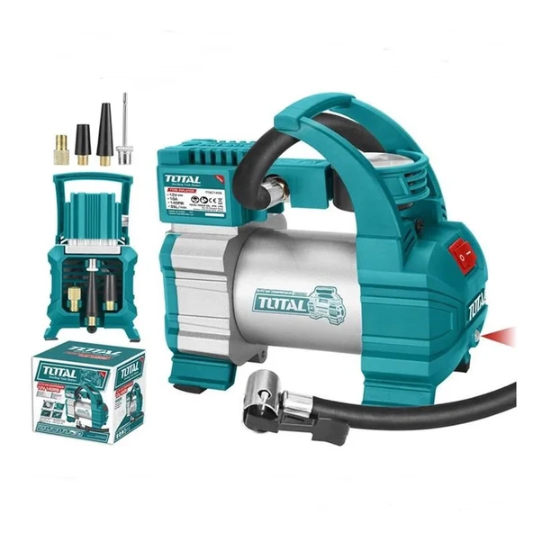 Total TTAC14061 Çakmaklık ve Akü Girişli Araç Kompresörü Lastik Şişirme Oto Hava Pompası 140PSI