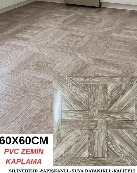 60cmx60cm Versay Model Desenli Pvc-Lvt Yapışkanlı Yer Kaplama Paneli Kauçuklu Floor Banyo WC S711P ürün görseli
