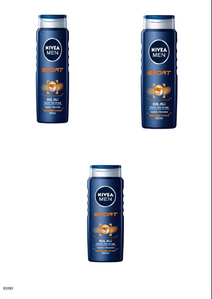 81083 NIVEA MEN SPORT DUŞ JELİ  3 ADET ürün görseli 1