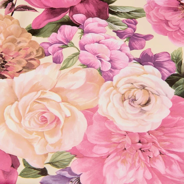 Time Çiçek Desenli Pvc Masa Örtüsü - Renkli - 140x140 cm - Resim 2