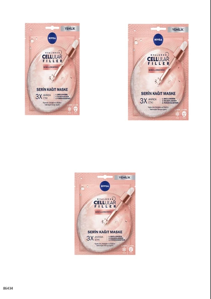 86434 NIVEA Cellular Filler Şekillendirici Serin Kağıt Maske  3 ADET