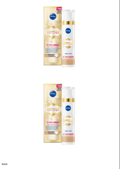 89609 NIVEA Luminous630 Leke Karşıtı CC Krem SPF30 Orta Ton 2 ADET ürün görseli 1