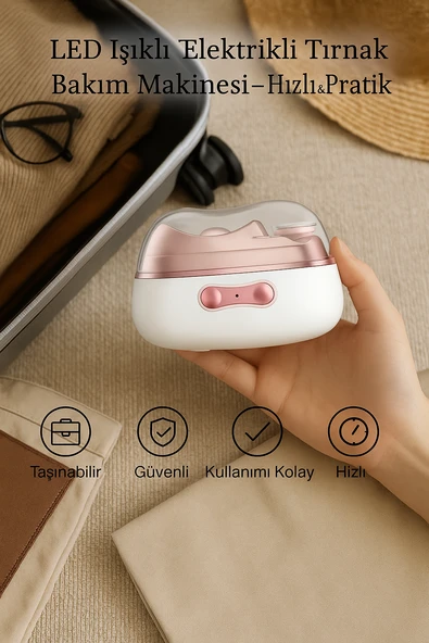 4’ü 1 Arada Elektrikli Tırnak Bakım Cihazı  LED Işıklı, Çift Hızlı, UV Kurutmalı - 6