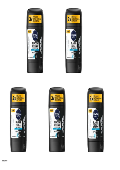 83168 NIVEA MEN BLACK  WHITE FRESH STICK  5 ADET ürün görseli