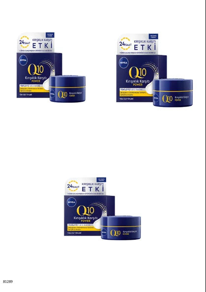 81289 NIVEA Q10 POWER KIRIŞIK KARŞITI GECE KREMİ 3 ADET