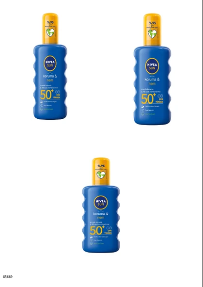 85669 NIVEA SUN Koruma  Nem Güneş Spreyi GKF 50+  3 ADET ürün görseli