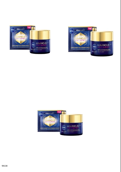 94134 NIVEA LUMINOUS630® LEKE KARŞITI GECE BAKIM KREMİ  3 ADET ürün görseli 1