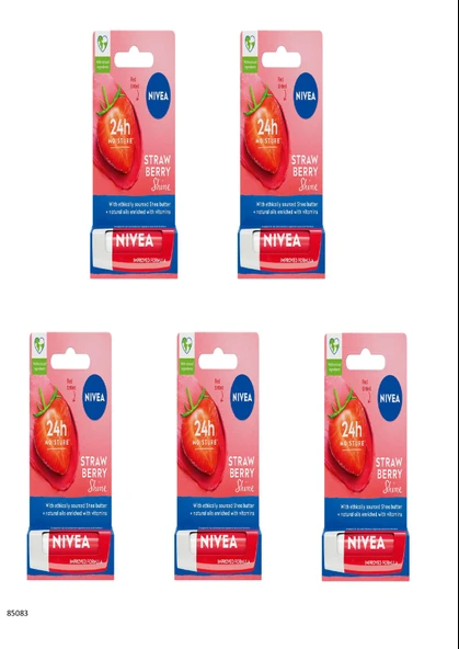 85083 NIVEA Çilek Dudak Bakım Kremi  5 ADET ürün görseli