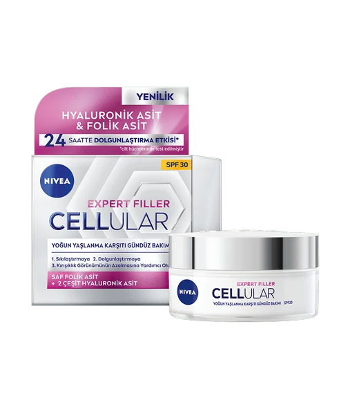 82385 NIVEA CELLULAR EXPERT FILLER YOĞUN YAŞLANMA KARŞITI GÜNDÜZ BAKIMI SPF30  5 ADET - Resim 2