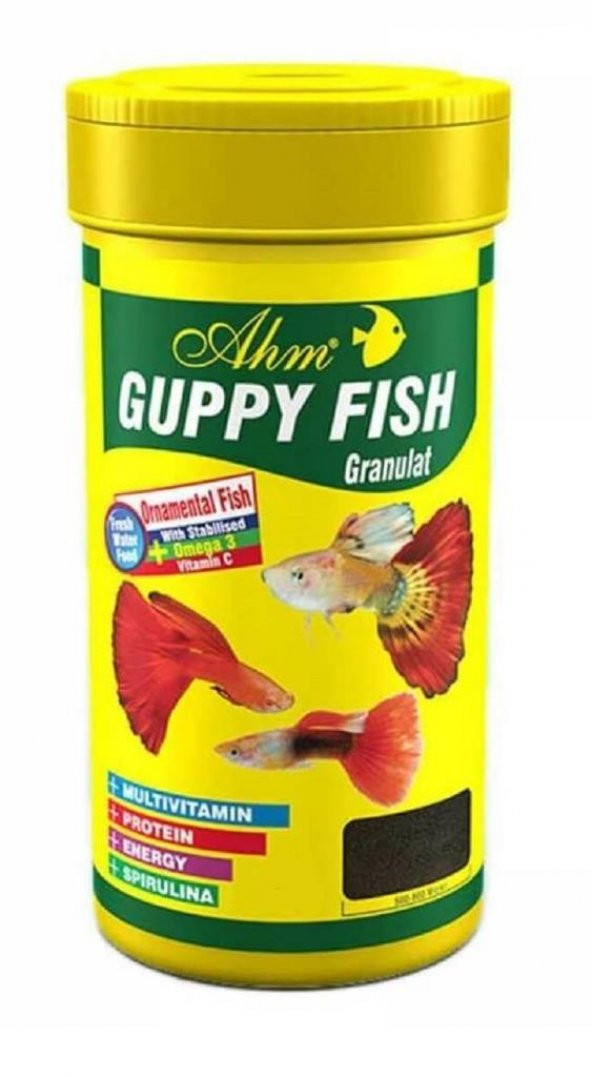 Ahm Guppy Fish Granulat Lepistes Balık Yemi 100 Ml