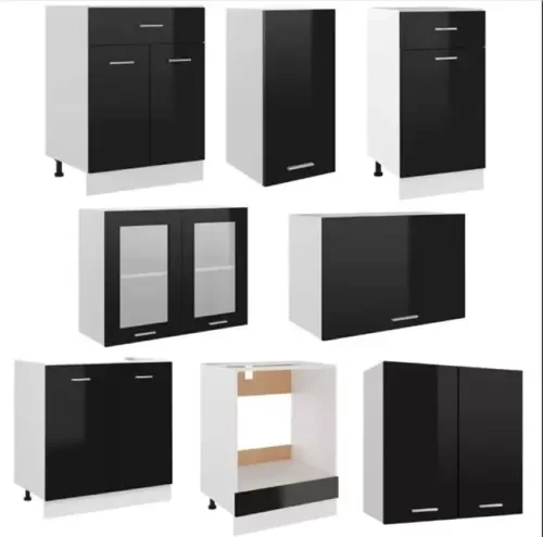 Tdesigno Tuana Mutfak 210 Cm Tezgah Dahil - Parlak Kapak Siyah - Resim 3