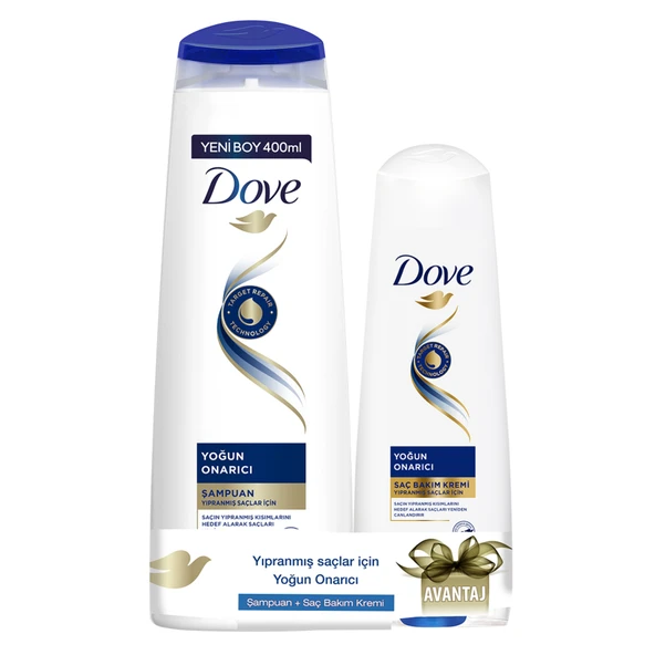 Dove Yoğun Bakım Şampuan 400 Ml + Saç Kremi 200 Ml ürün görseli
