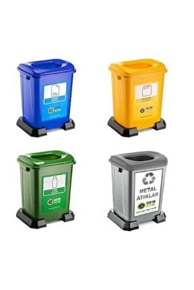 BvLX Sıfır Atık Geri Dönüşüm Çöp Kutusu Kovası 50 lt 4lü Set - 2