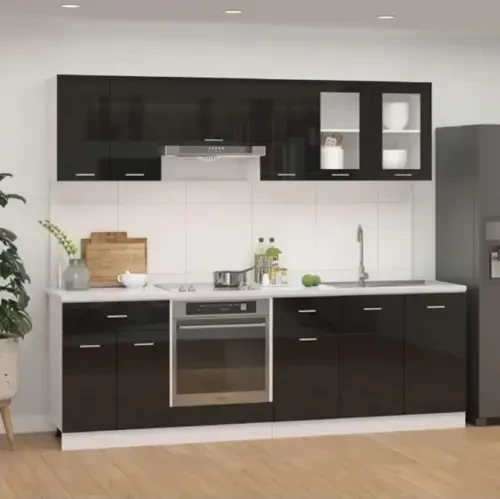 Tdesigno Tuana Mutfak 210 Cm Tezgah Dahil - Parlak Kapak Siyah ürün görseli