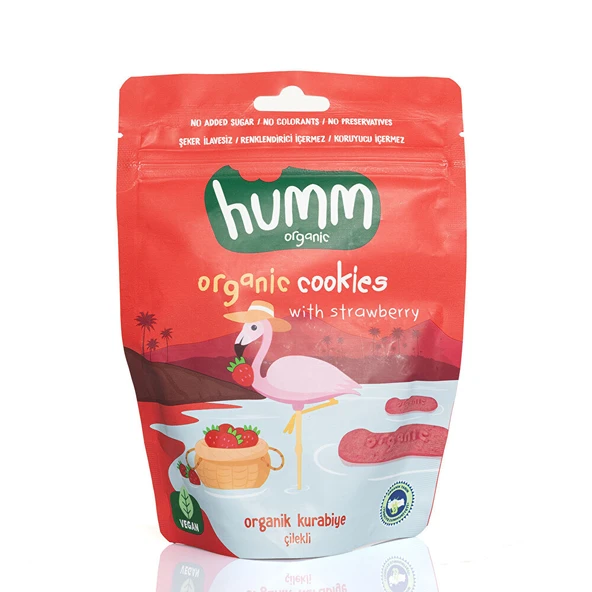 Organik Vegan Çilek Kurabiye 55 Gr 1 Adet