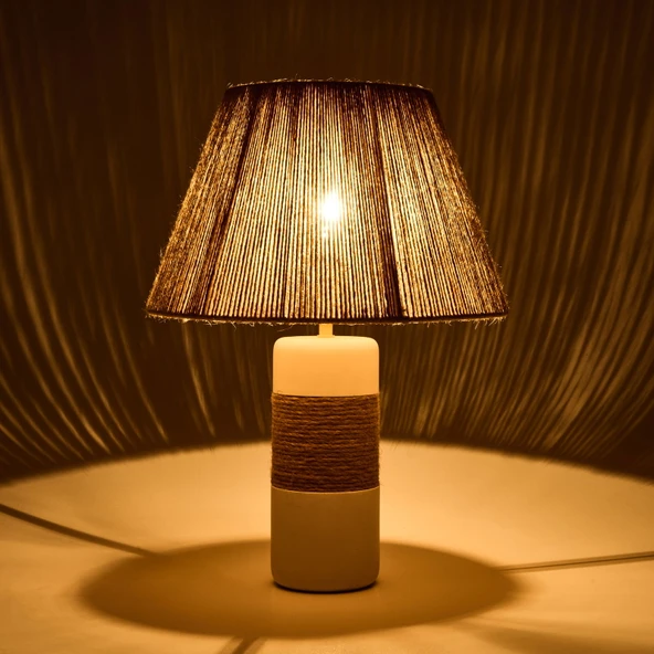 Lighting Yunik Abajur - Beyaz / Kahverengi - Resim 2