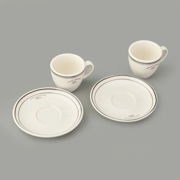 Kitchen Luna 2'li Espresso Fincanı - Krem / Siyah - Resim 2