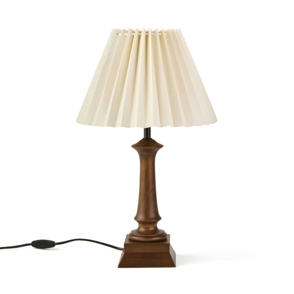 Lighting French Cottage Ahşap Ayak Abajur - Koyu Kahverengi / Krem ürün görseli 1