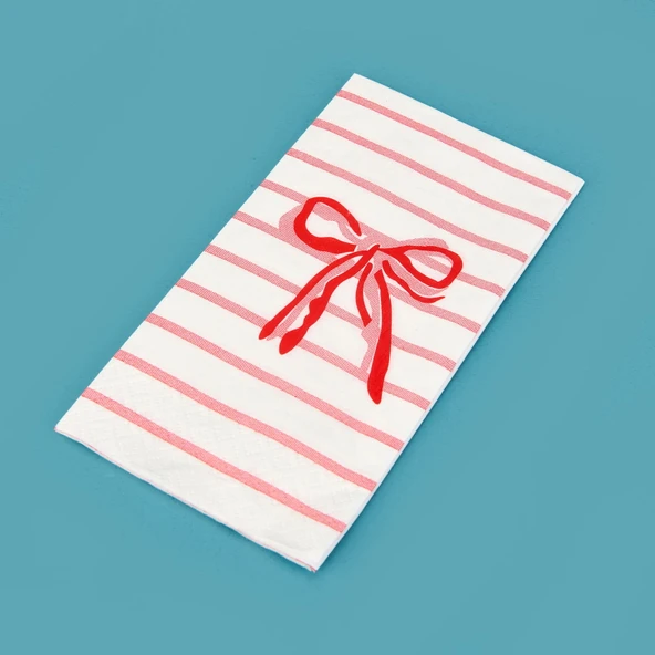 Kitchen 25'li Kurdele Desen Peçete - Beyaz - 16x8 cm - Resim 2