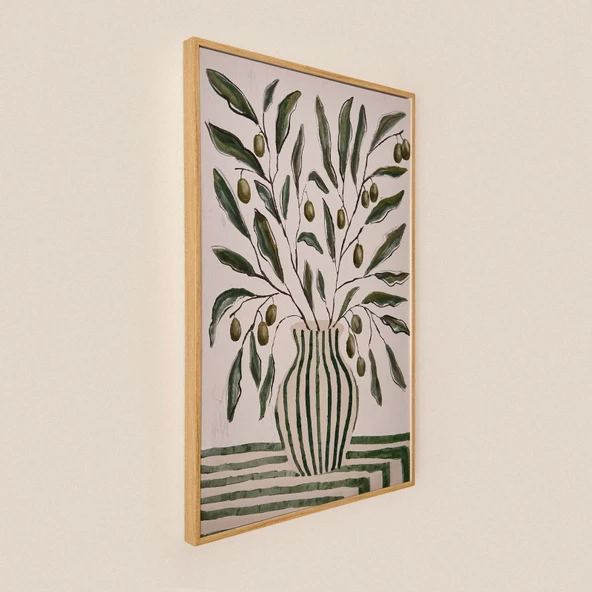 Deco Green Culture Olive Kanvas Tablo - Yeşil - 90x60 cm - Resim 3