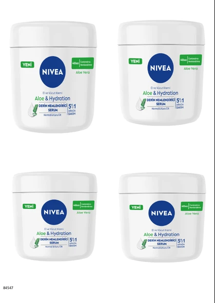 84547 NIVEA ALOE VERA EL VE VÜCUT BAKIM KREMİ  4 ADET