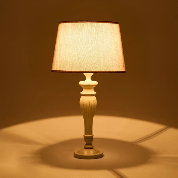 Lighting French Cottage Abajur - Eskitme Krem Ayak / Kahverengi - Resim 2