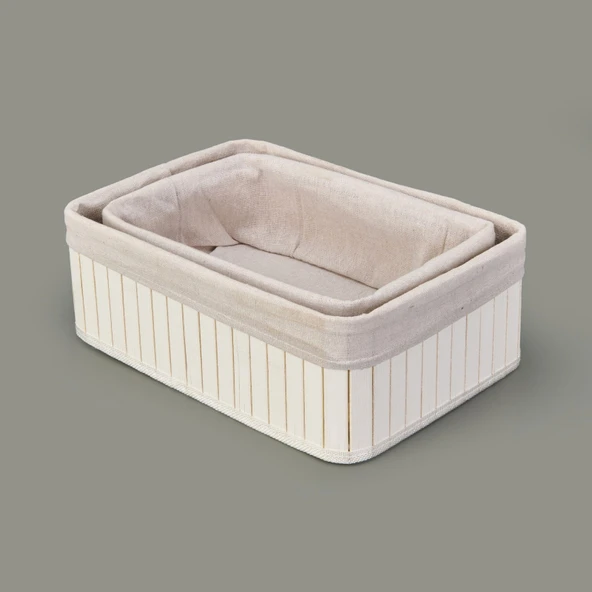 Living 2'li Çok Amaçlı Dekoratif Sepet - Beyaz ürün görseli