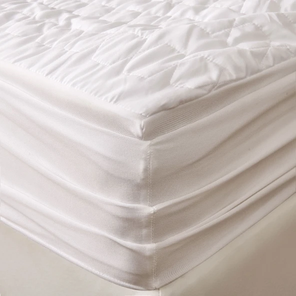 Soft Kapitoneli Sıvı Geçirmez Fitted Çift Kişilik Alez - Beyaz - 160x200 cm - Resim 3