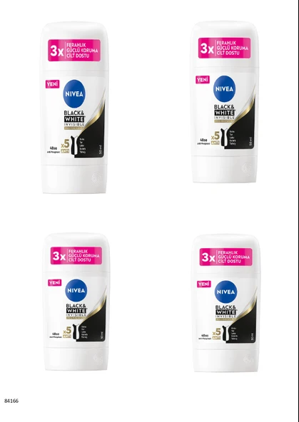 84166 NIVEA BLACK  WHITE İPEKSİ PÜRÜZSÜZLÜK STICK  4 ADET ürün görseli