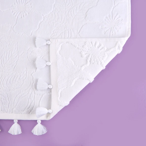 Soft French Cottage Püsküllü Yüz Havlusu - Ekru - 50x90 cm - Resim 3