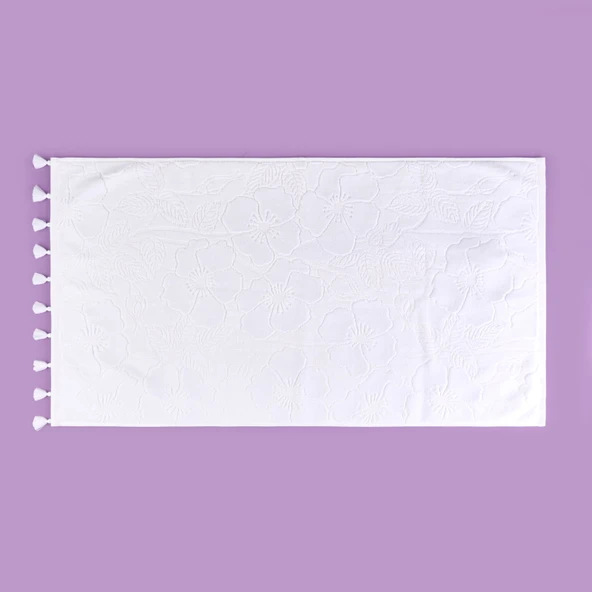 Soft French Cottage Püsküllü Yüz Havlusu - Ekru - 50x90 cm - Resim 2