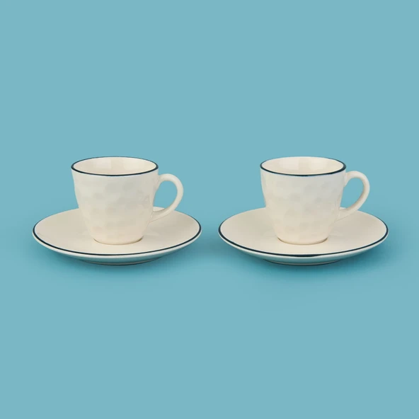 Kitchen Hammer 2'li Fincan Takımı - Krem / Mavi - 90 ml ürün görseli