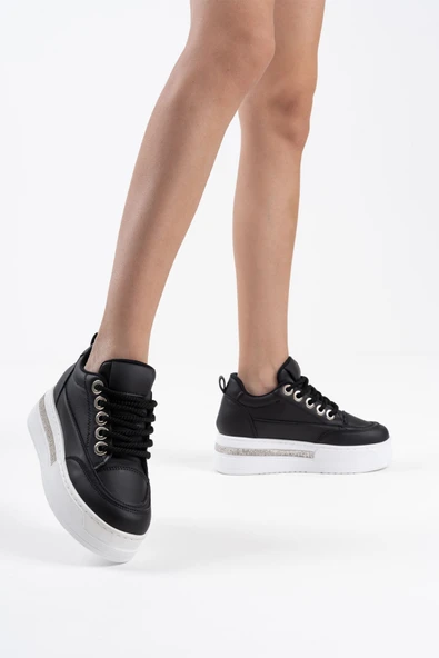 Alice Siyah Kadın Gizli Topuklu Sneaker - 8