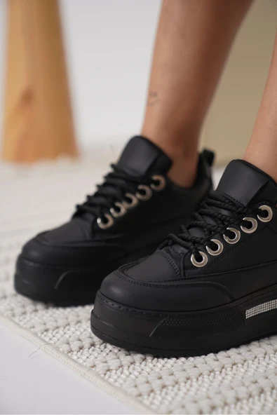 Alice Kadın Siyah Tabanlı Siyah Gizli Topuklu Sneaker - 3