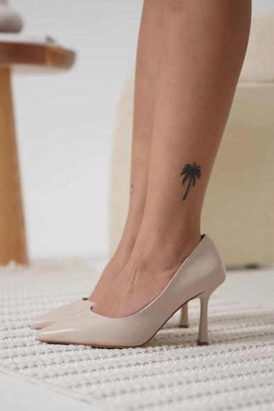 Zelena Kadın Mat Bej Stiletto - 4