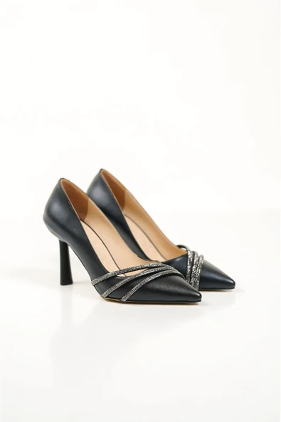 Sonya Siyah Taşlı Kadın Ayakkabı - Resim 6