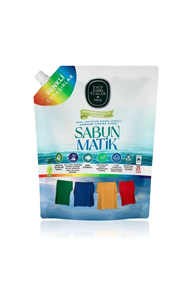 Doğal Zeytinyağı İçerikli Çamaşır Yıkama Sıvısı Renkliler 1,5 Lt Doypack