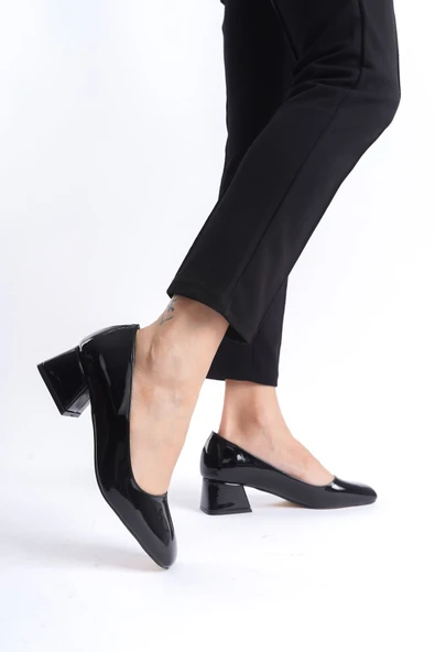 Clay Kadın Siyah Rugan Topuklu Ayakkabı - Resim 9