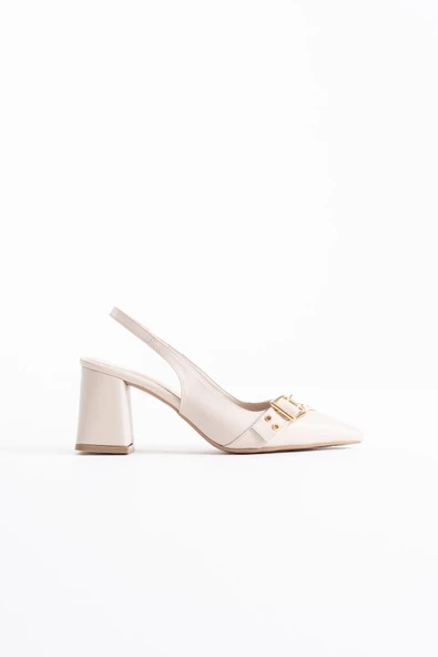 Keira Bej Cilt Kadın Topuklu Ayakkabı ürün görseli