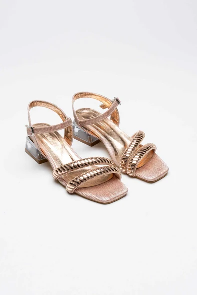 Rule Rose Gold Taşlı Kadın Topuklu Sandalet - 6