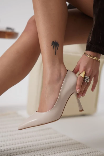 Zelena Kadın Mat Bej Stiletto - 2
