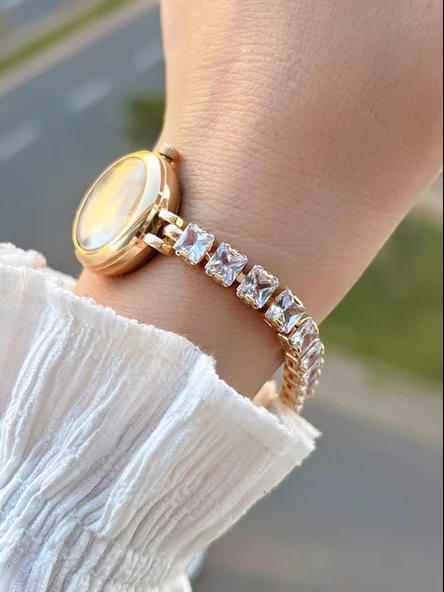 Coliseum Çelik Ve Taşlı Kordon Vintage Seri Küçük Kasa Özel Tasarım Kadın Kol Saati SP.8933.M1 - Resim 3