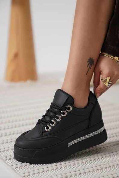 Alice Kadın Siyah Tabanlı Siyah Gizli Topuklu Sneaker - 1