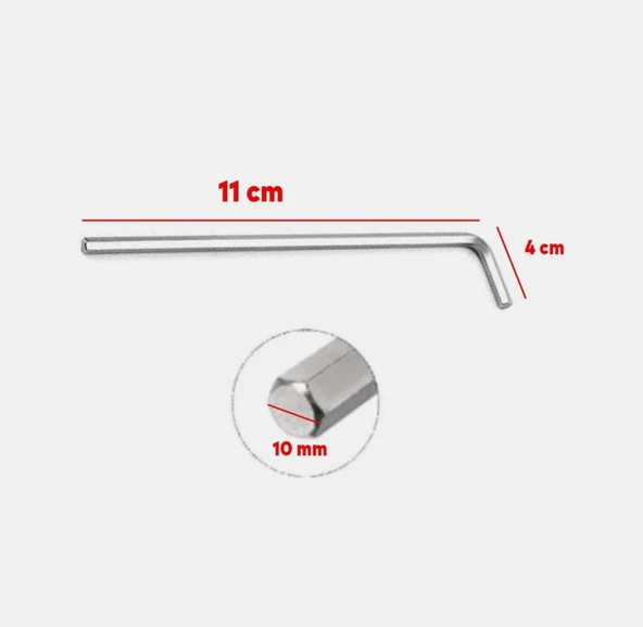 Allen Alyan Anahtar 10 mm Altıgen Vida Somun Sıkma Sökme - Resim 2