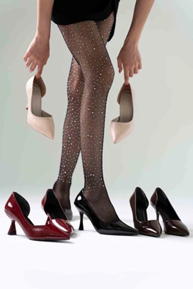 Angela Kadın Bordo Rugan Topuklu Ayakkabı - Resim 7