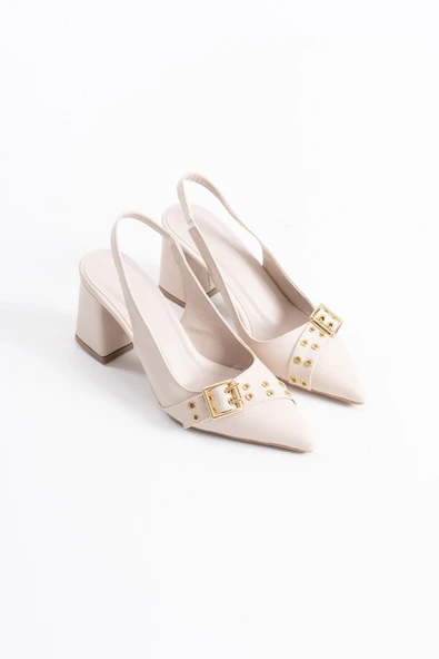 Keira Bej Cilt Kadın Topuklu Ayakkabı - Resim 2