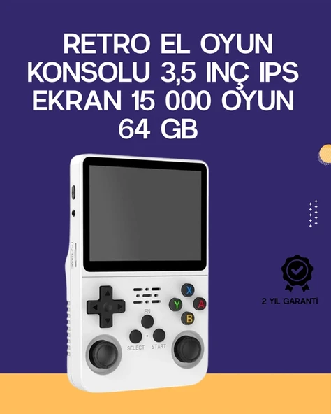 R36S Retro El Konsolu 64 GB – 15.000 Oyun, Geniş Platform Desteği, 3.5” IPS Ekran - 1