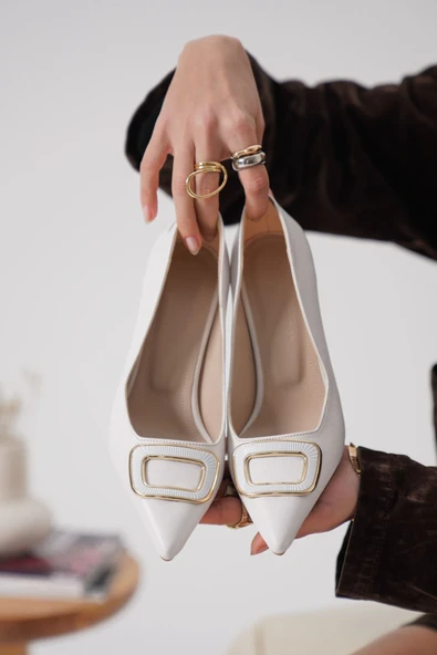 Emery Kadın Beyaz Topuklu Ayakkabı - Resim 3