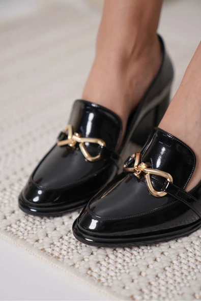 Melly Siyah Rugan Kadın Topuklu Ayakkabı - Resim 6