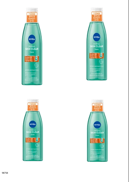 98758 NIVEA Derma Skin Clear Tonik  4 ADET ürün görseli